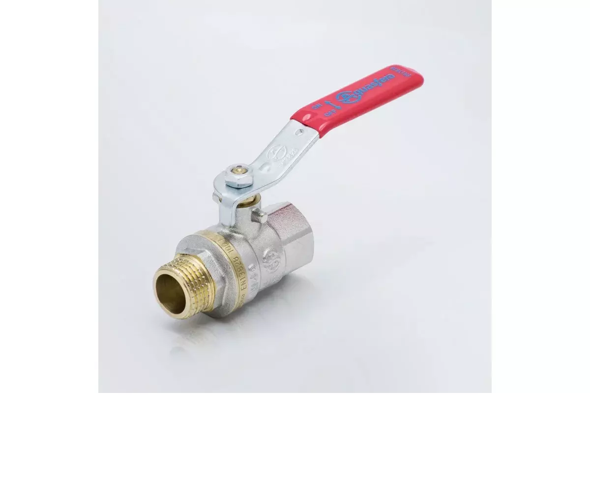 Кран шаровой полнопроходной 3/4&quot; ВР/НР никель, рычаг красный, Aquasfera 1003-02