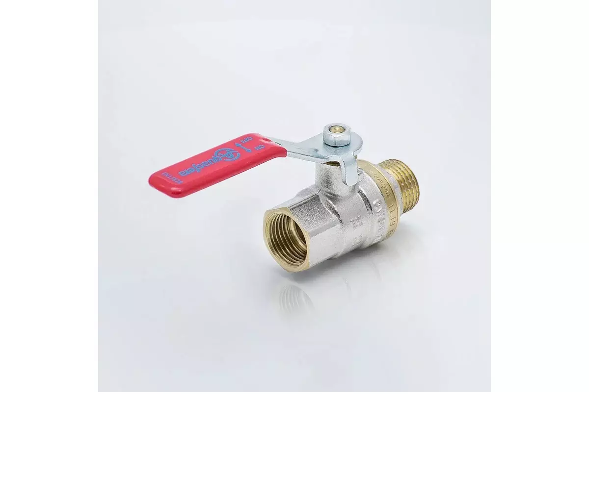 Кран шаровой полнопроходной 3/4&quot; ВР/НР никель, рычаг красный, Aquasfera 1003-02