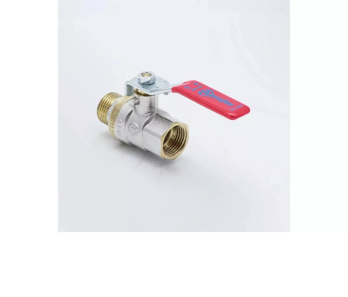 Кран шаровой полнопроходной 3/4&quot; ВР/НР никель, рычаг красный, Aquasfera 1003-02