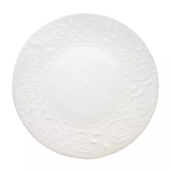 Тарелка обеденная 27 см Праздник белый, керамика SX030-01 White