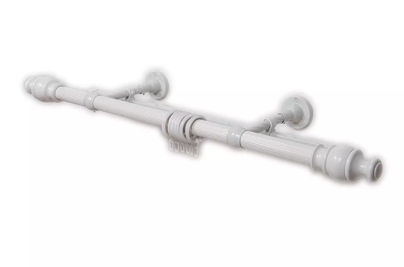 Карниз для штор 400 см двухрядный круглый металл белый d=28 мм