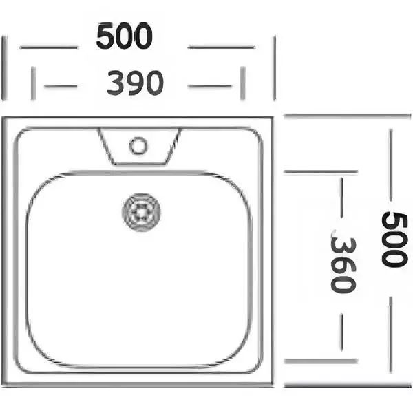 Накладная мойка для кухни 50х50х13 см Владикс V-406 сталь нержавеющая AISI 430 0,4 мм без сифона выпуск 1 1/2" без перелива