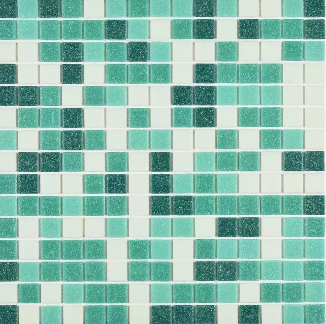 Мозаика декоративная стеклянная Аura (бело-зеленый микс) 4*20*20 327*327 (кор. - 20 шт.)