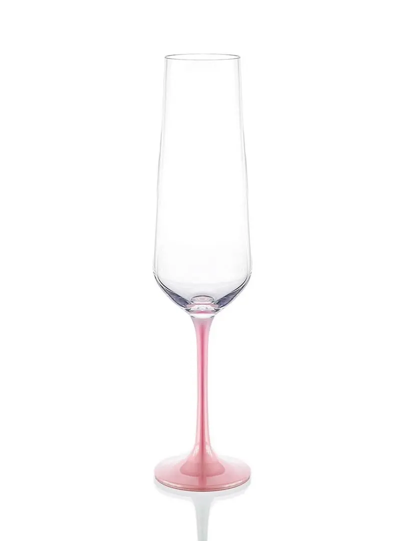 Бокал для шампанского 200 мл 6 шт Сандра, розовая ножка, Crystalex 40728/D5129/200