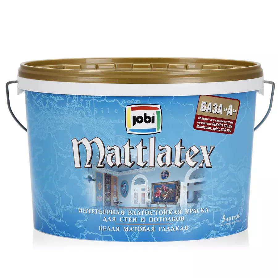 Краска интерьерная влагостойкая JOBI MATTLATEX 5л