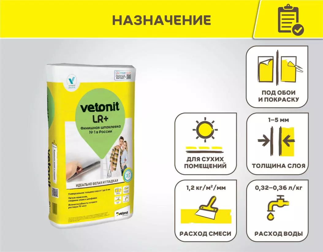 Шпаклевка полимерная Vetonit LR+ 20 кг
