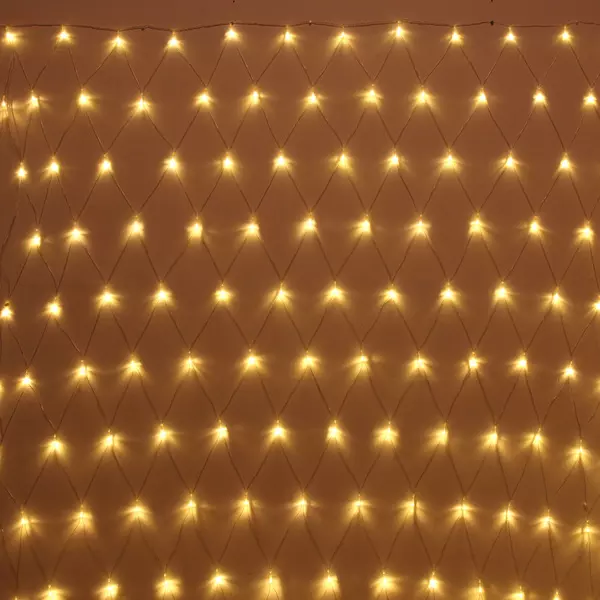 Гирлянда Сетка 2 х1,5м 144 лампы LED, прозр.пров, Теплый белый 196-174