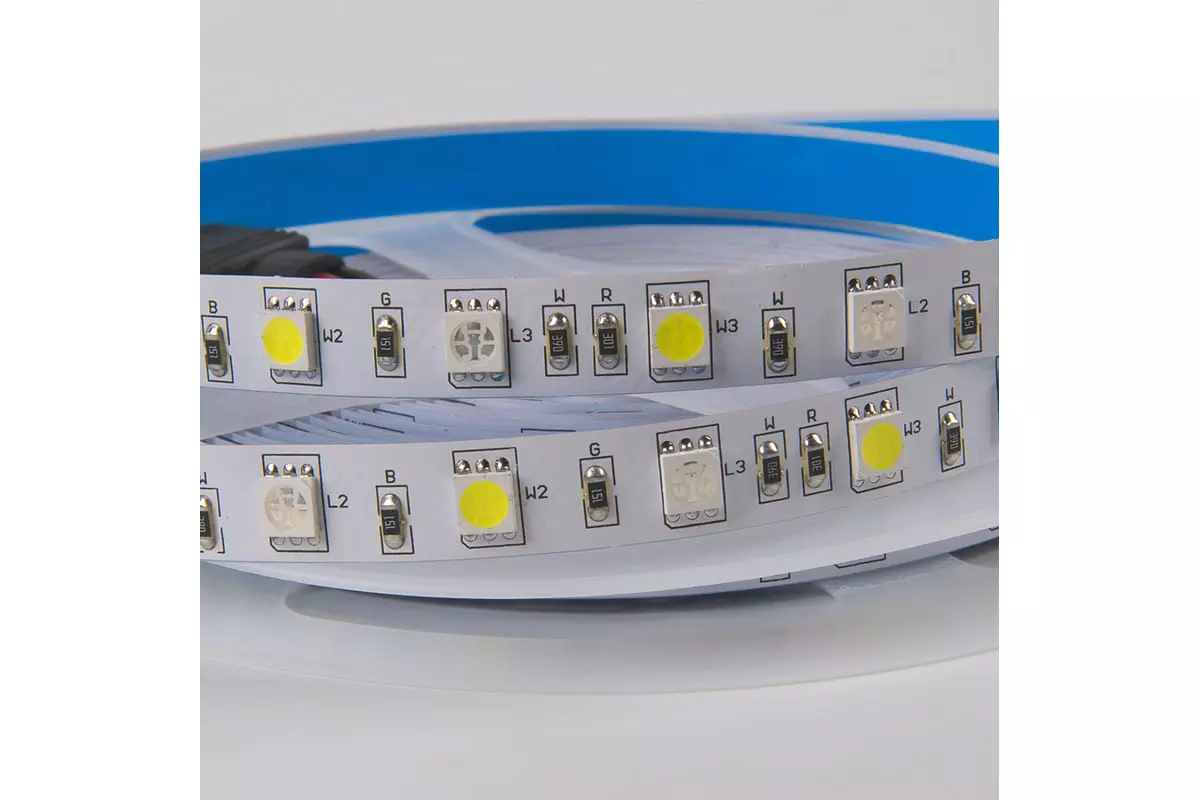 Светодиодная лента 24В 14,4Вт/м 360Лм/м RGB+6500К 5м 10мм SMD5050 60шт/м IP20 General 503825