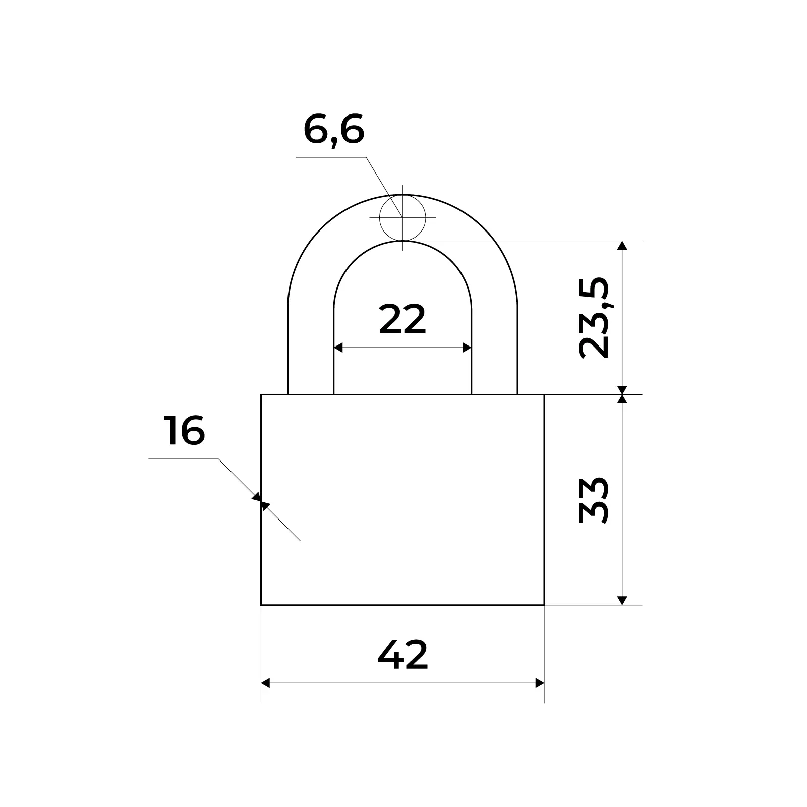 Замок навесной Стандарт HDS-350 d=6,6 мм, закаленная дужка