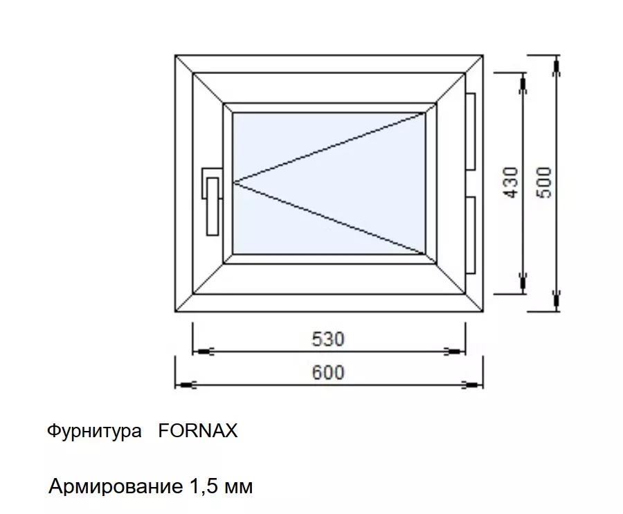 Окно Дачное СТД-7, со створкой, 600х500мм, 24мм