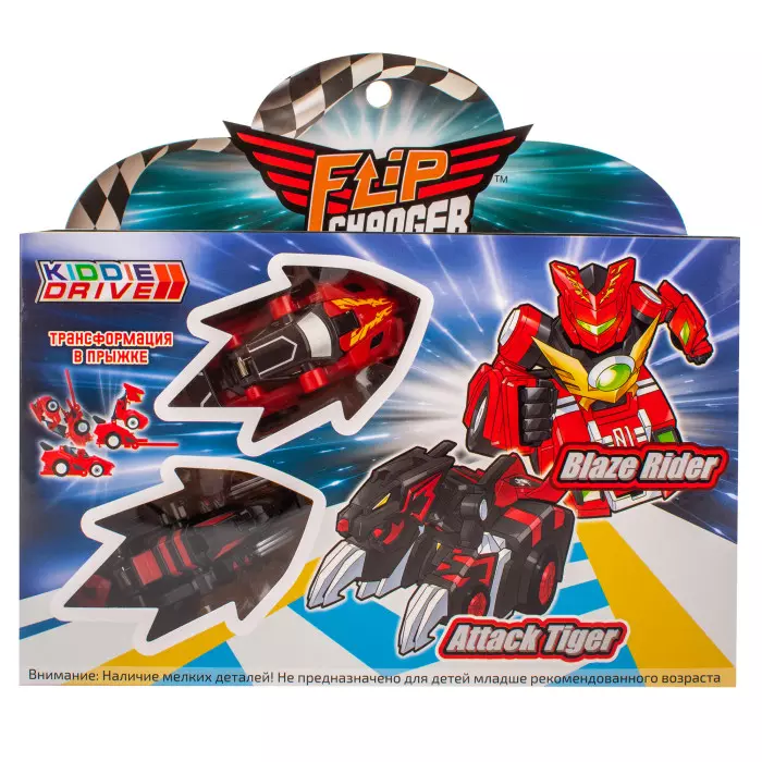 Игровой набор Машинки-трансформеры Flip Changer Blaze Rider и Attack Tiger KiddiePlay 106009