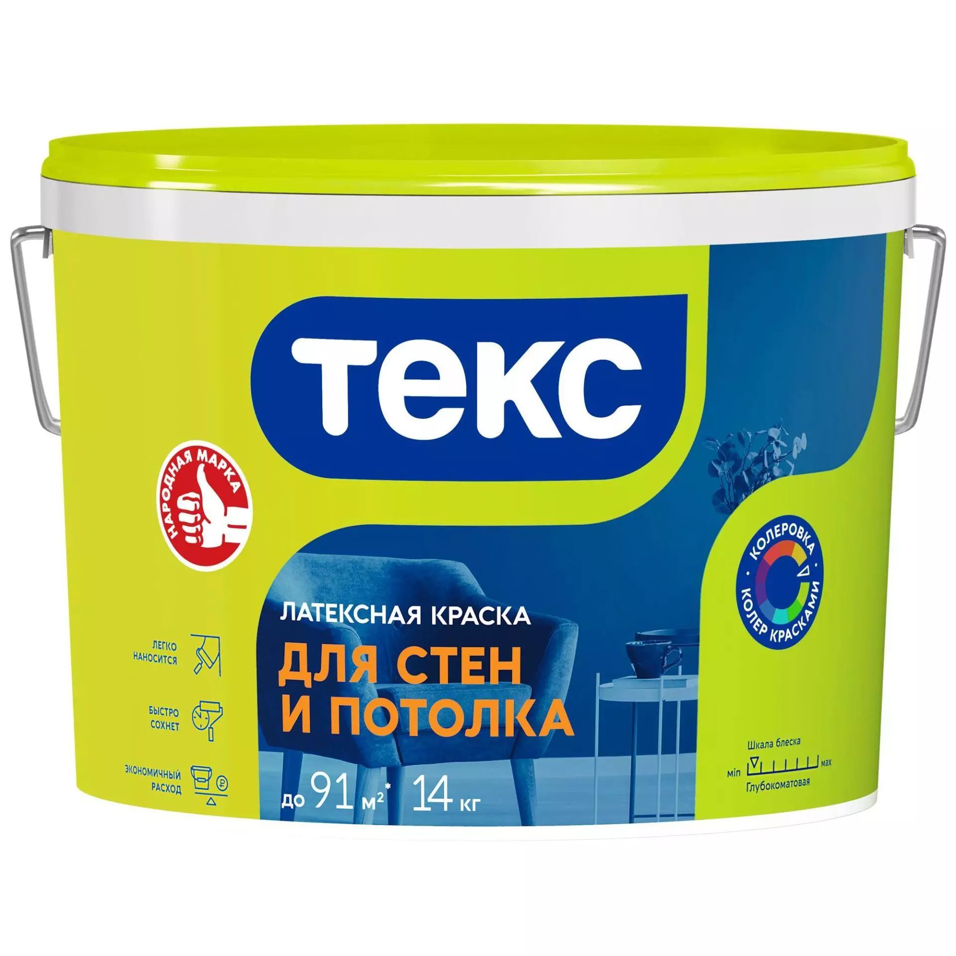 Краска интерьерная Текс Универсал глубокоматовая белый 14 кг