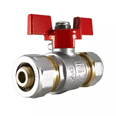 Кран шаровой для металлопластиковых труб 20х3/4&quot; ВР, бабочка красная, STI