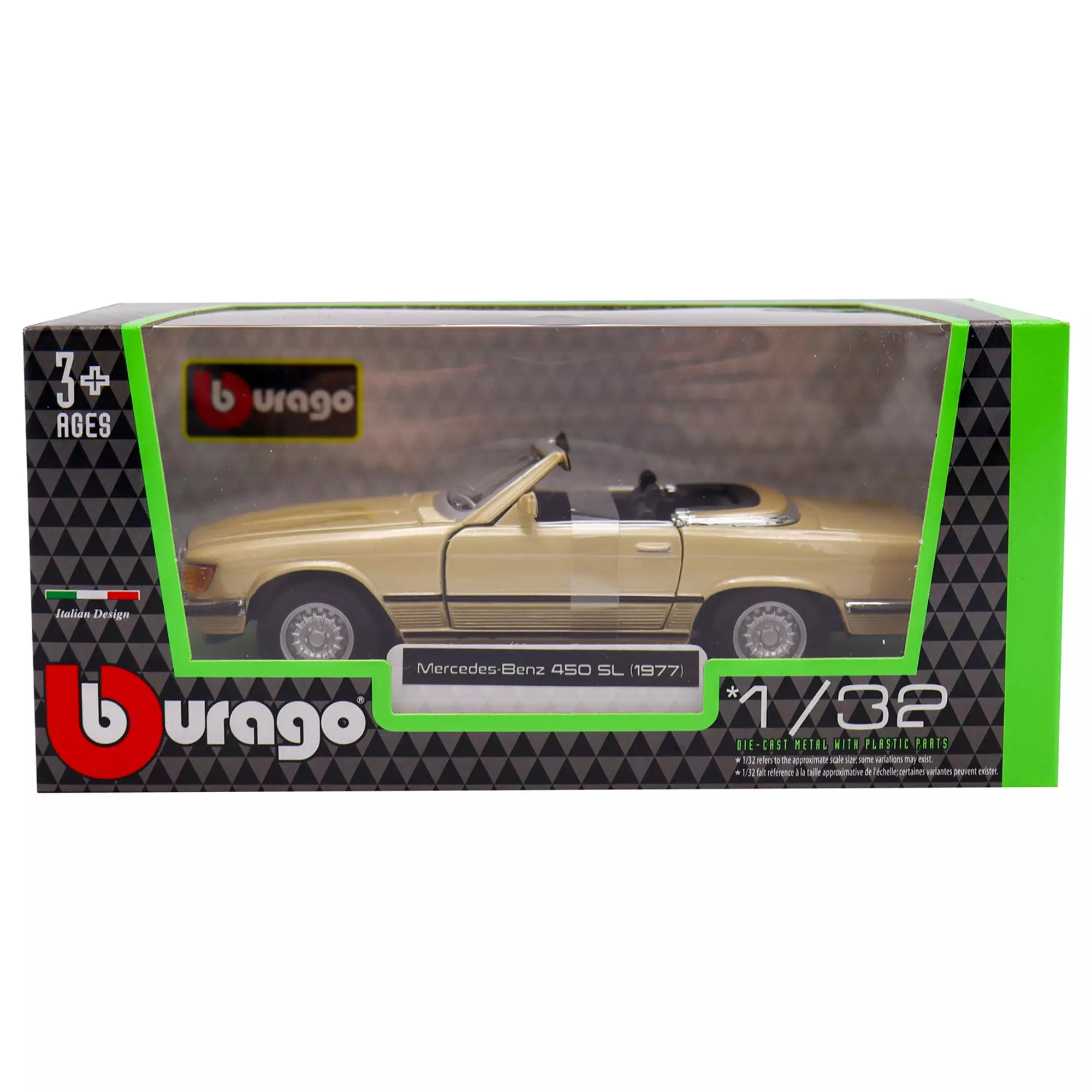 Машинка die-cast Mercedes-Benz 450 SL (1977) Bburago 1:32, золотая 18-43056