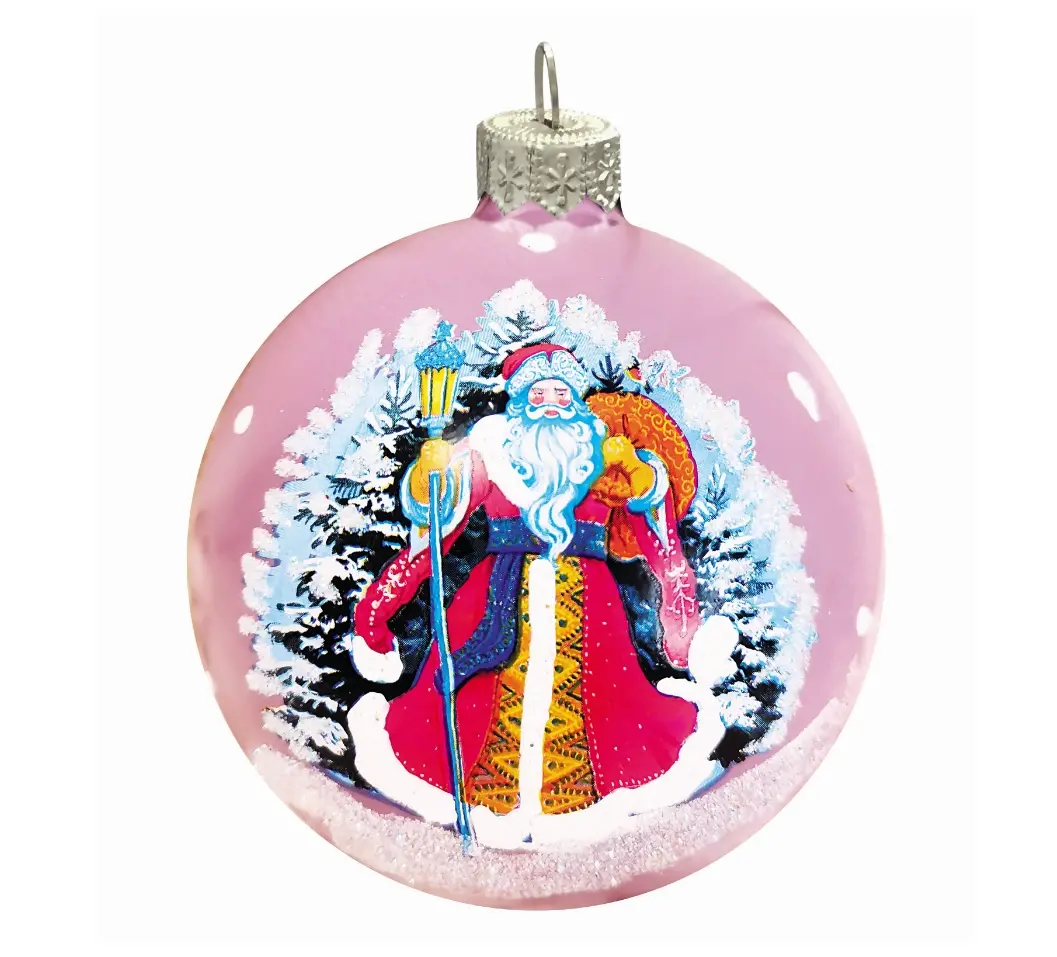 Новогодний шар Дед Мороз Царский, стекло, 85 мм, в подарочной упаковке, КУ-85-204140