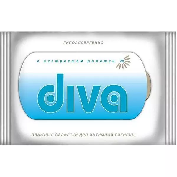 Влажные салфетки Diva intimate Ромашка для интимной гигиены 20 шт