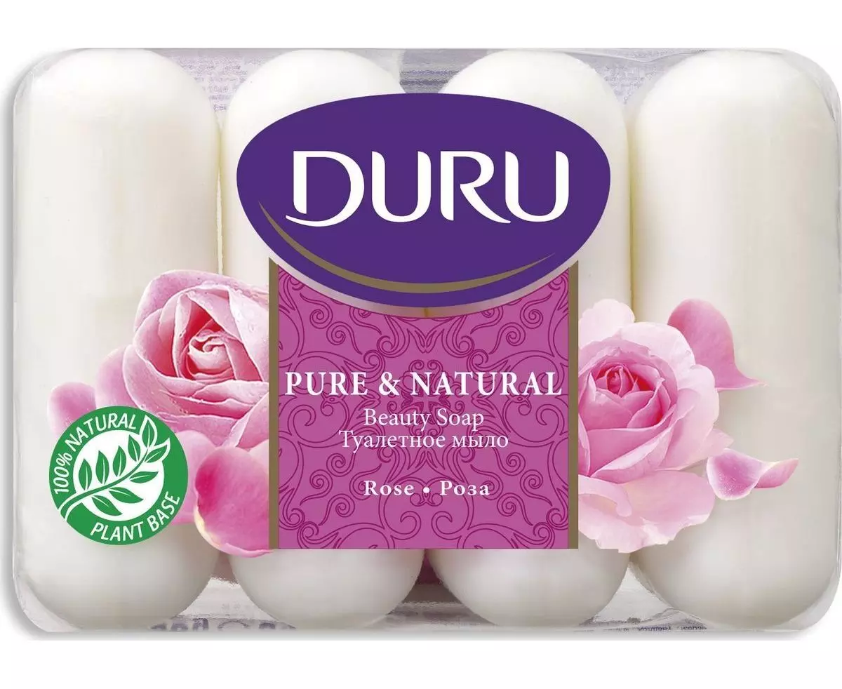 Мыло для рук DURU Pure and Natural Роза, 4*85 гр
