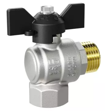 Кран шаровой угловой 1/2&quot; ВР/НР никель бабочка, Pride LD 47.202.15, стандартный проход