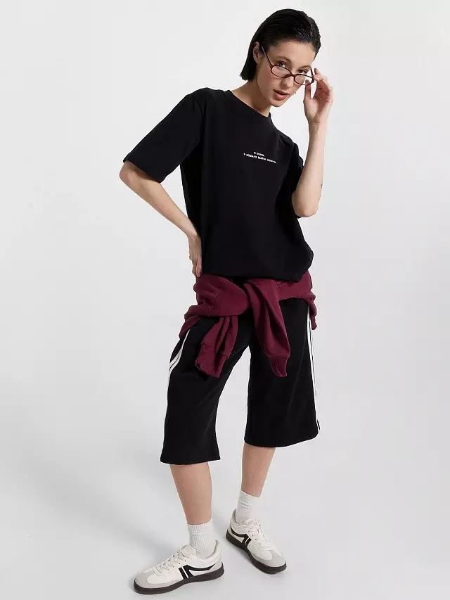Футболка женская Mark Formelle 112862 черный +печать 12, р-р 164/170-100-106 (50 / XL)