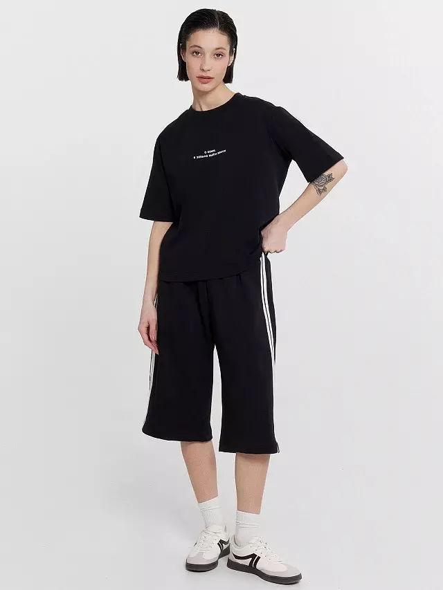Футболка женская Mark Formelle 112862 черный +печать 12, р-р 164/170-100-106 (50 / XL)