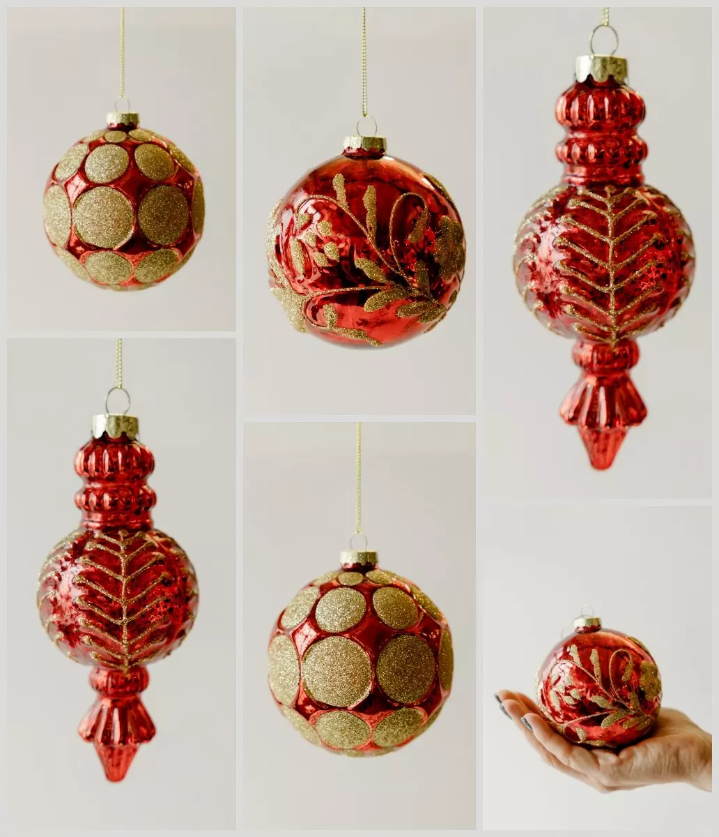 Елочные украшения стекло (6 шт) Волшебство на ветках VNV23/6-126