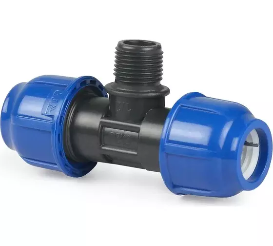 Тройник ПНД с резьбой 40x1 1/4" НР, компрессионный, PN16, RTP 14433