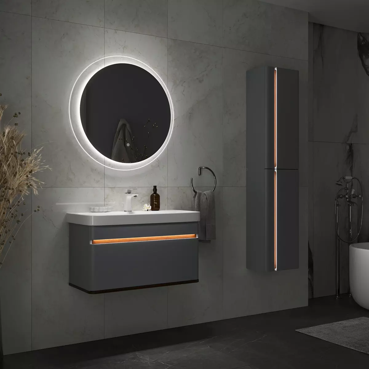 Подвесная тумба с раковиной 80 см EQUIL Elegante/Элеганте T8 Мэйджик/Дуб голиано + рак. Найс 80, tpELGNT80.1Y (9595)-24.26