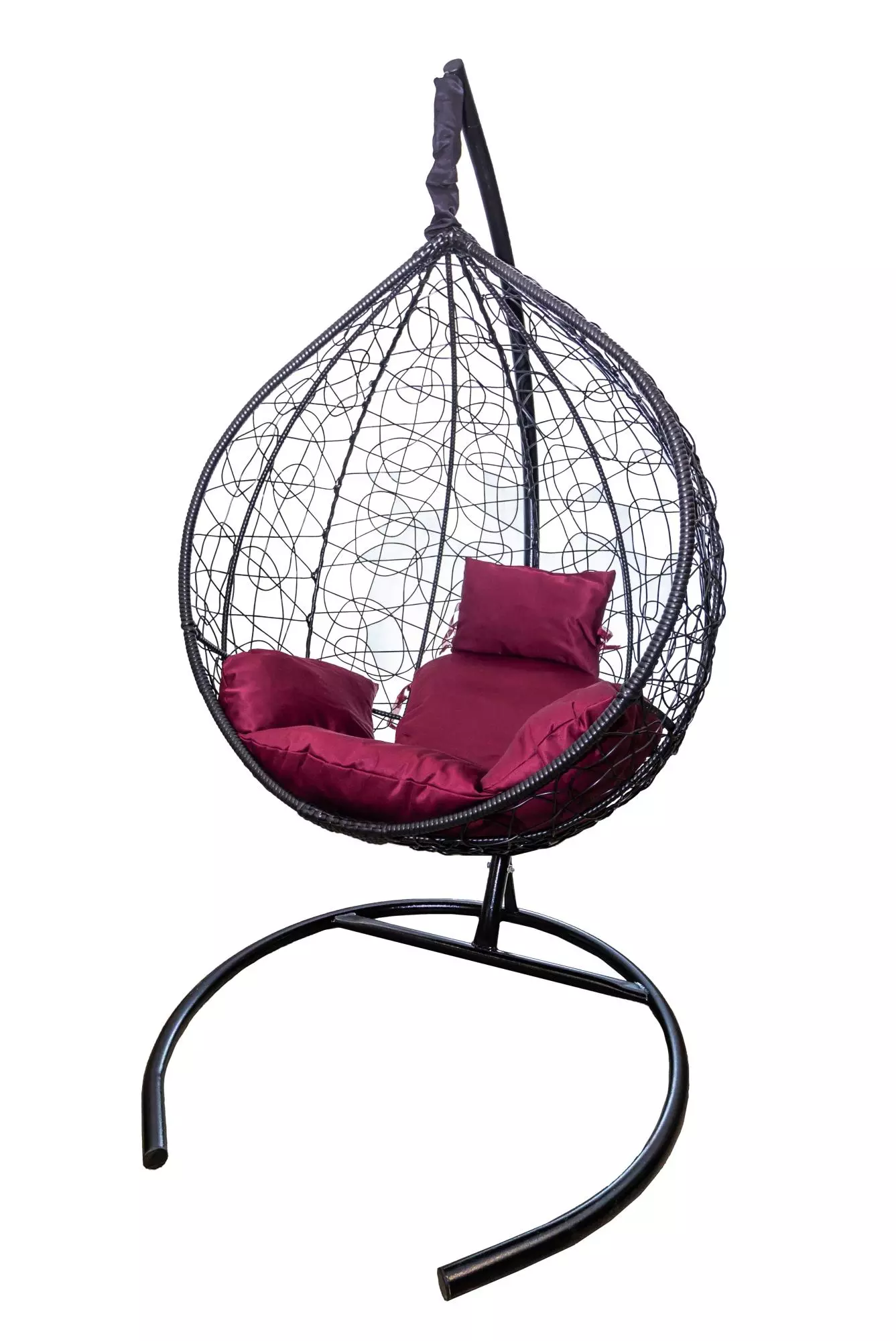 Кресло подвесное Сфера CN800-МТ цв.корзины черный, цв.подушки бордовый Garden story 