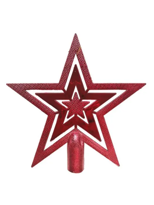 Верхушка на елку Звезда красная, полипропилен, 2x18,5x17,5см 89143