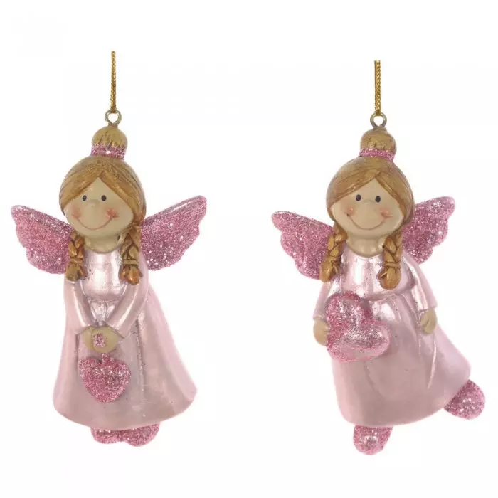 Елочная игрушка Ангелочек розовый, 2 варианта, L6 W4 H9,5 см, 755570