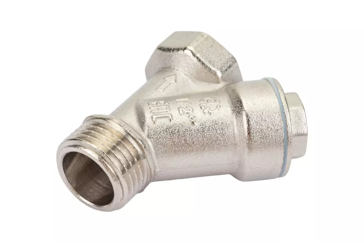 Фильтр грубой очистки воды косой сетчатый 1/2" ВР/НР, никель, AQUALINK 01319