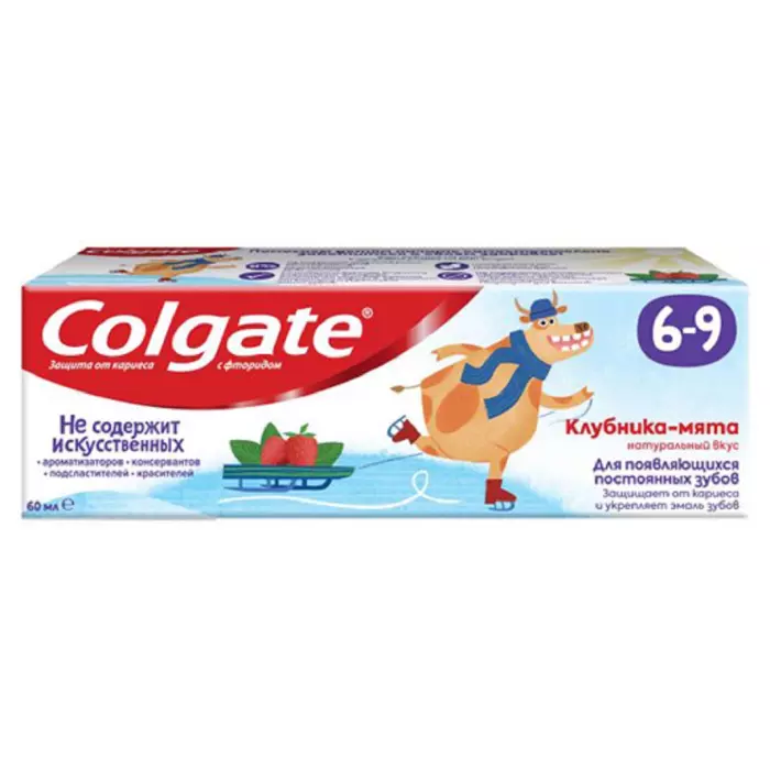 Детская зубная паста Colgate Клубника Мята 6-9лет с фторидом 60мл