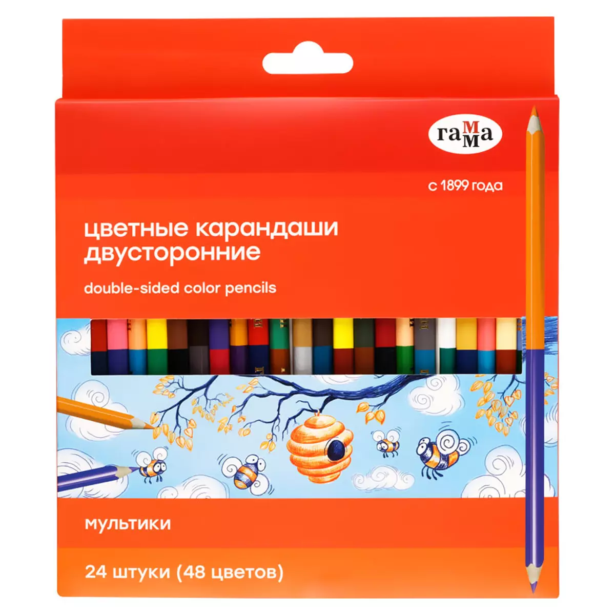 Цветные карандаши двусторонние Гамма Мультики, 24шт., 48цв., заточен., 80220225