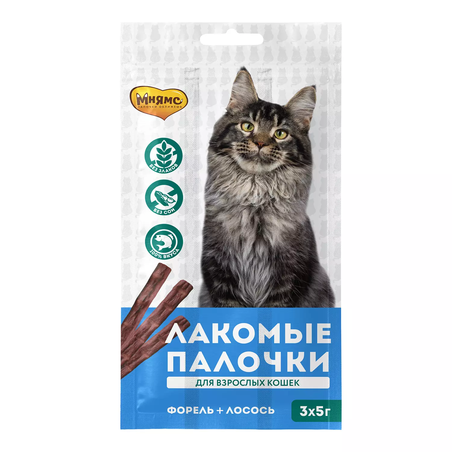 Лакомство для кошек Мнямс палочки с форелью и лососем 3х5 г