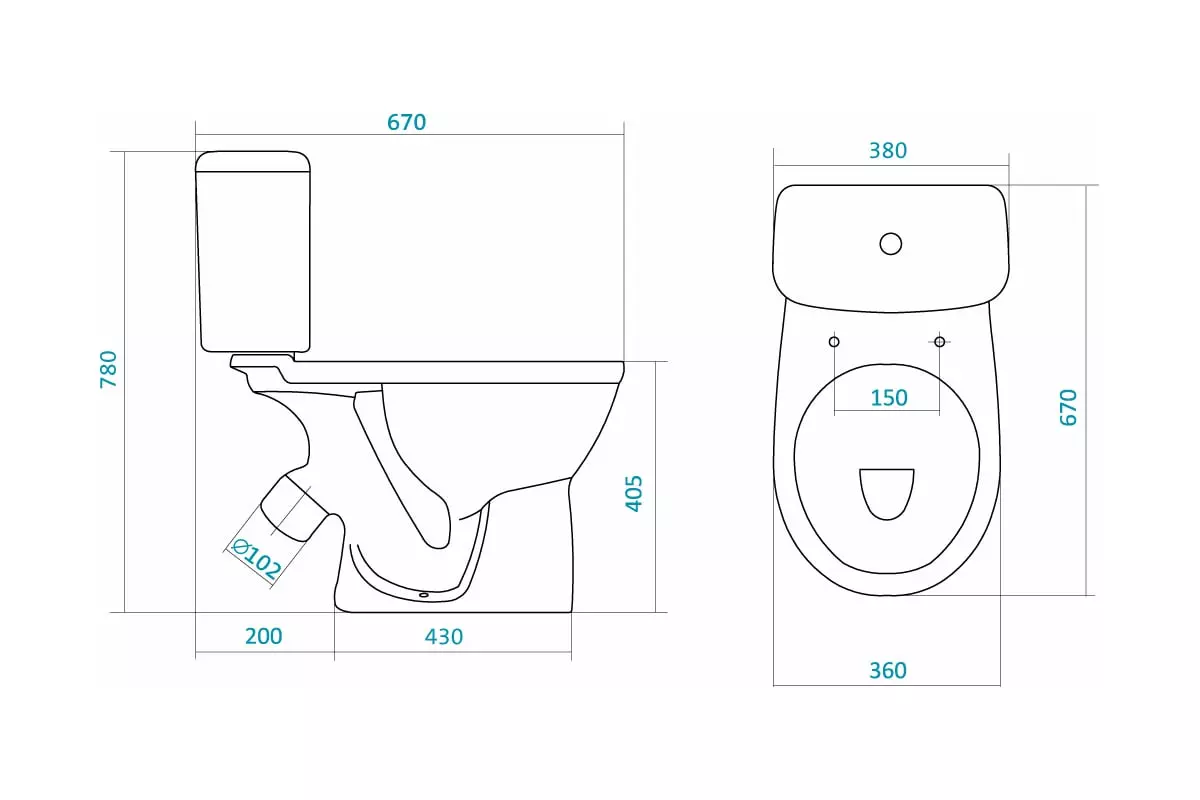 Унитаз Santek БОРЕАЛЬ 1.WH30.2.146 косой выпуск, 2-режимный слив, антивсплеск