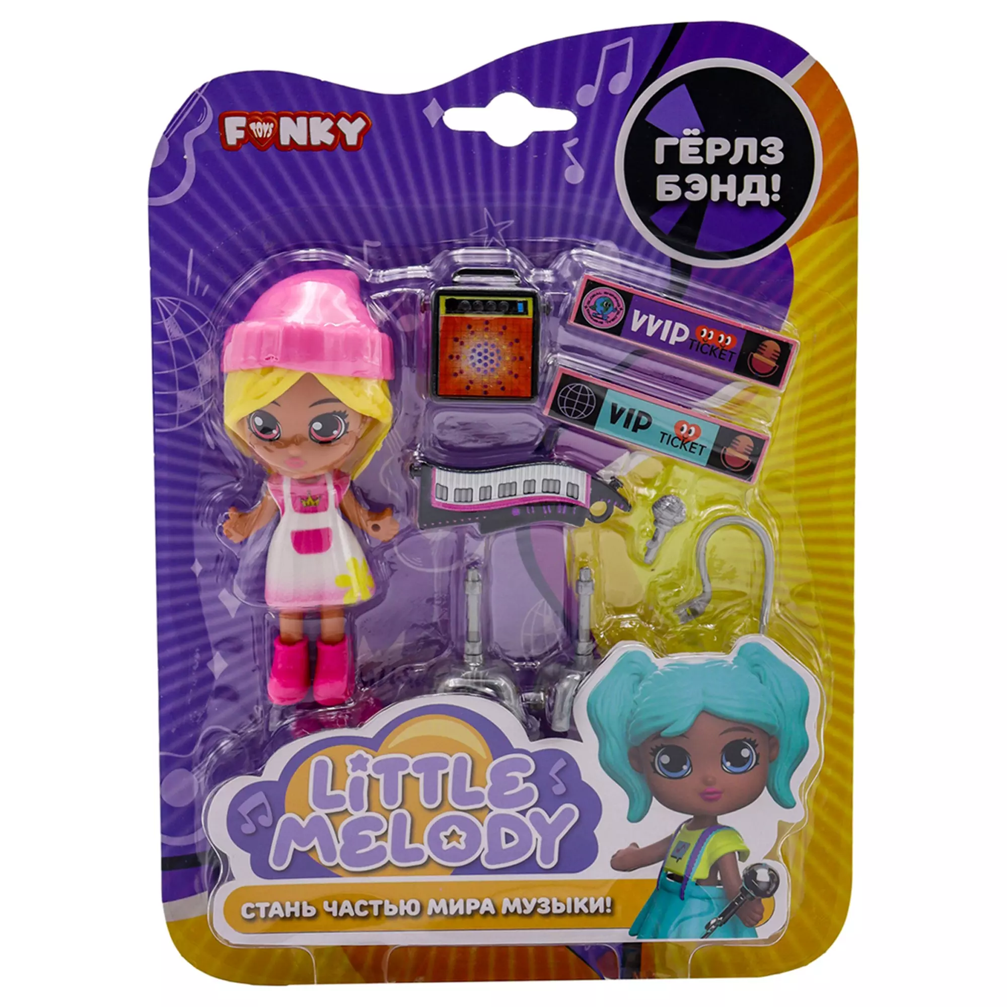 Игровой набор куколка в шапке Бритни с музыкальными аксессуарами Funky Toys FTk0081441-7