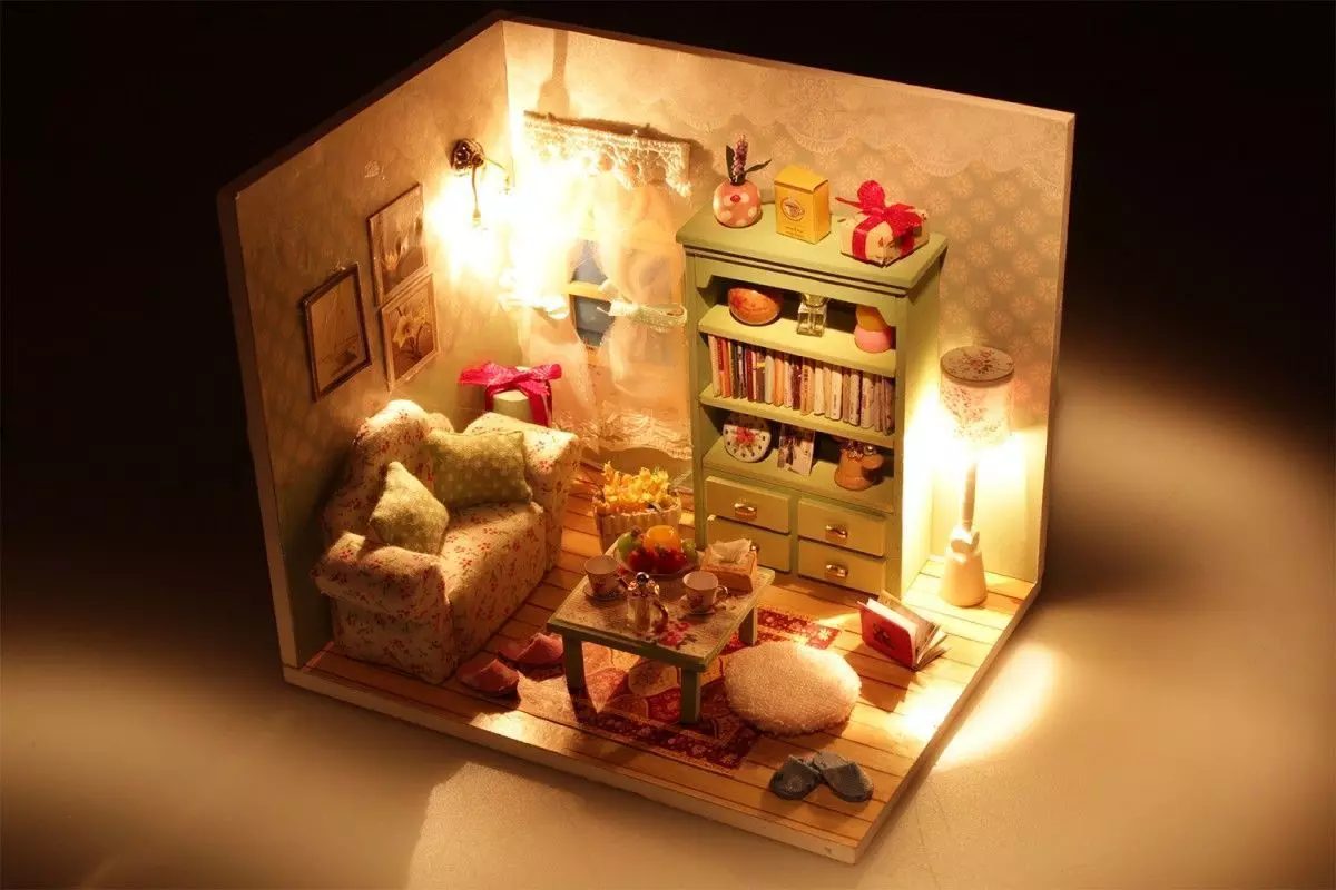 Румбокс интерьерный конструктор MiniHouse Чай вдвоем с фигурками Hobby Day M012