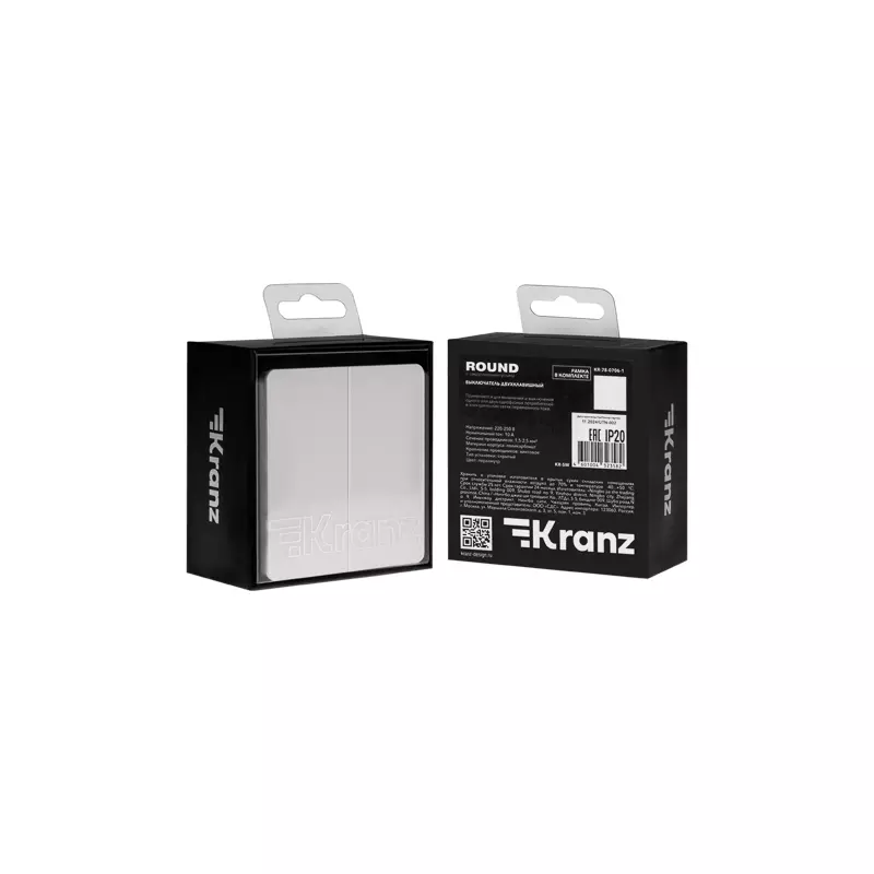 Проходной выключатель встраиваемый 2-клавишный перламутр Kranz Miele Round KR-78-0709-1