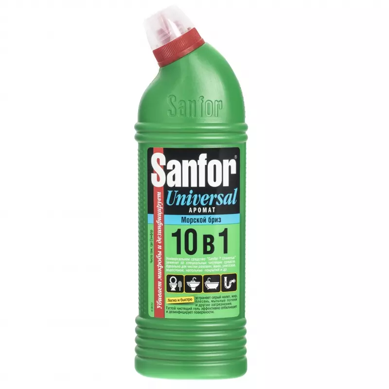 Чистящее средство Sanfor Гель Universal 10в1 с хлором Морской бриз 750мл
