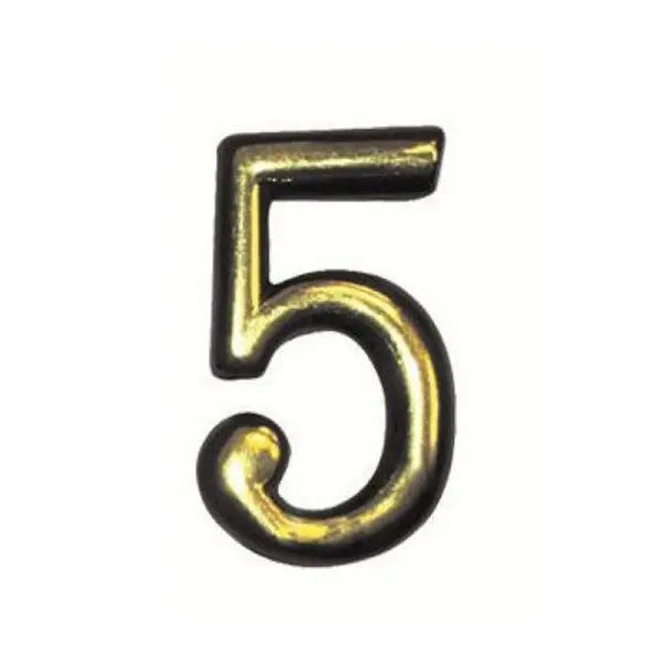 Номер на дверь "5" пластик PB (золото) MARLOK
