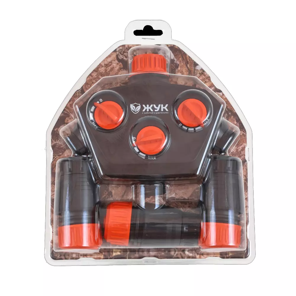 Разветвитель для шланга 3-х канальный с набором насадок 3/4" Жук 339385-00