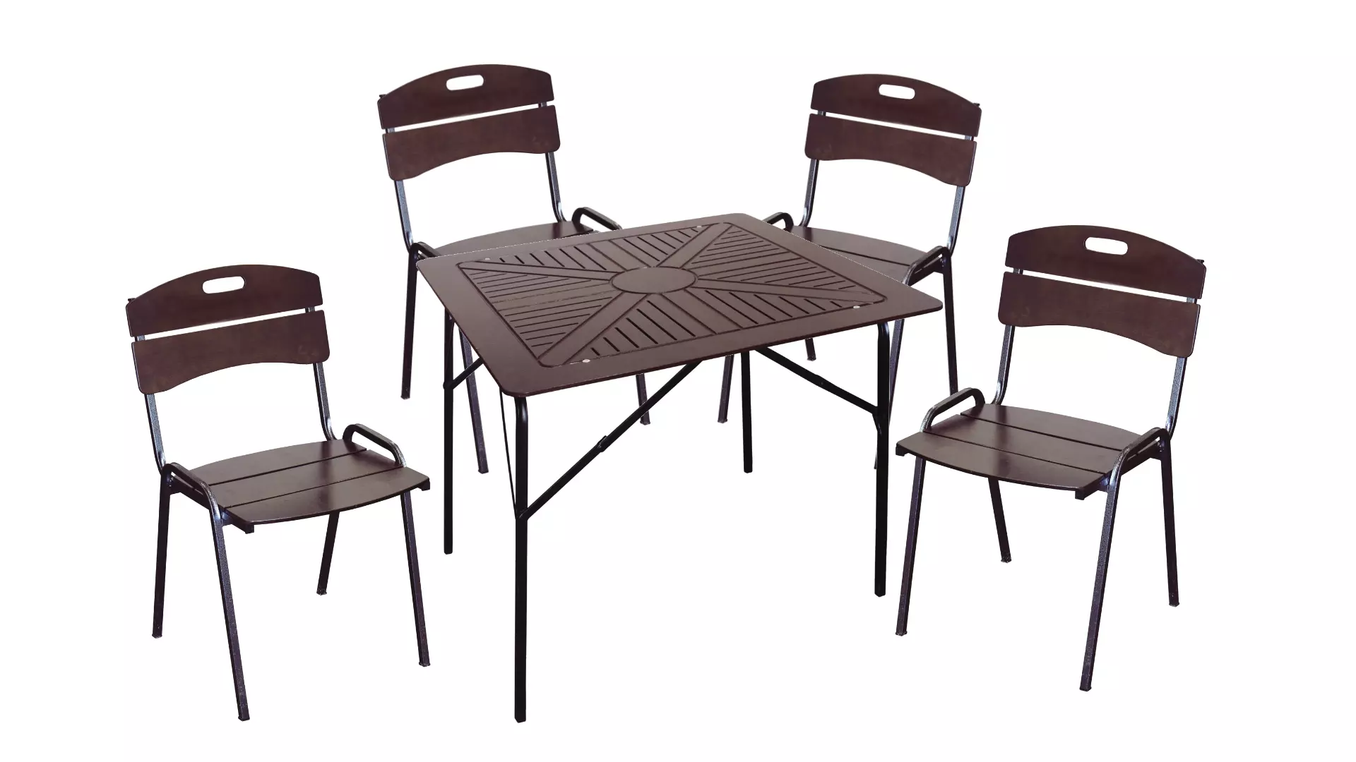 Набор мебели Квадратный стол + 4 стула, Бистро 3722 коричневый
