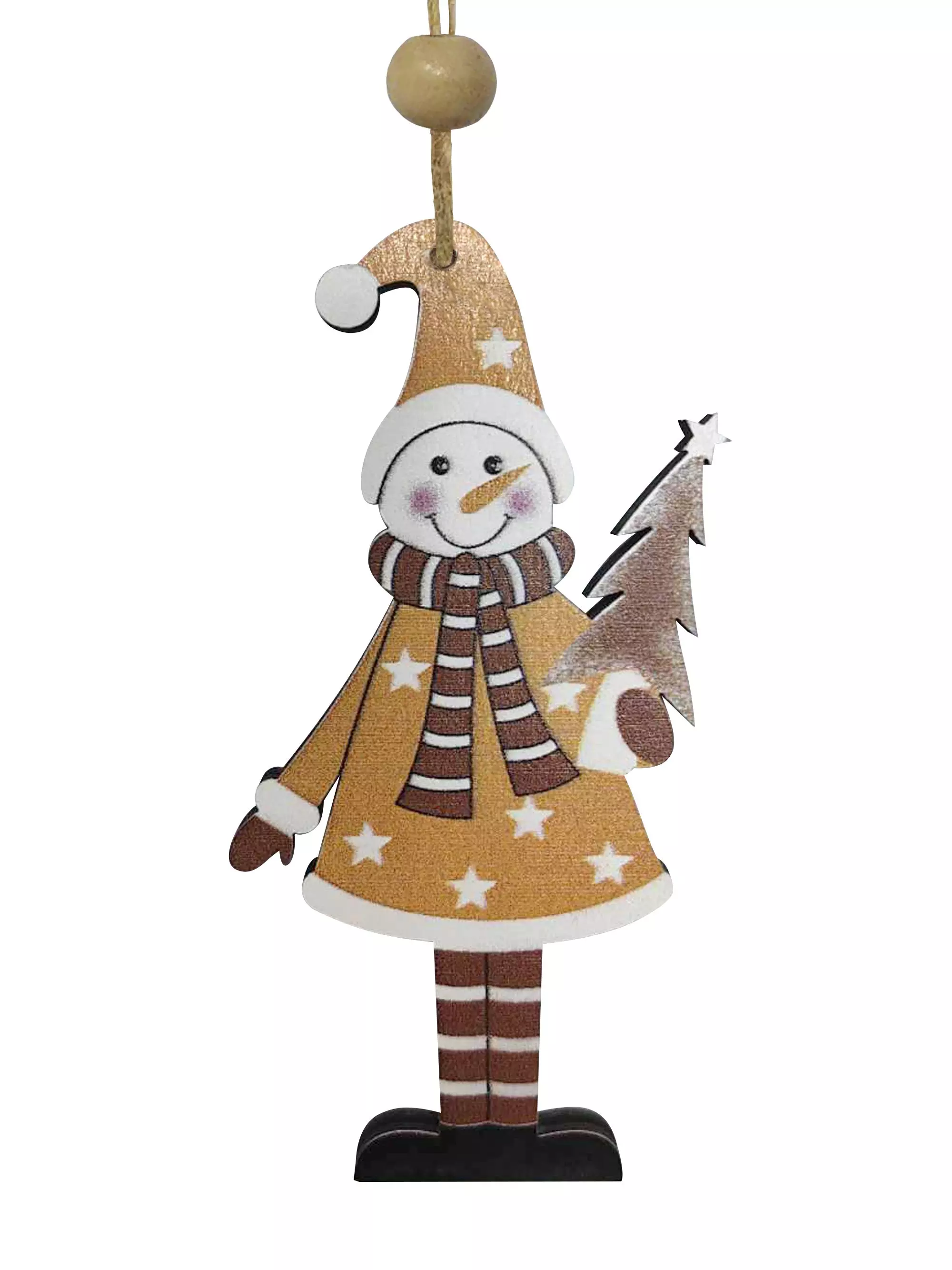 Новогоднее подвесное украшение из древесины тополя / 0,5x9x4,7см 95001