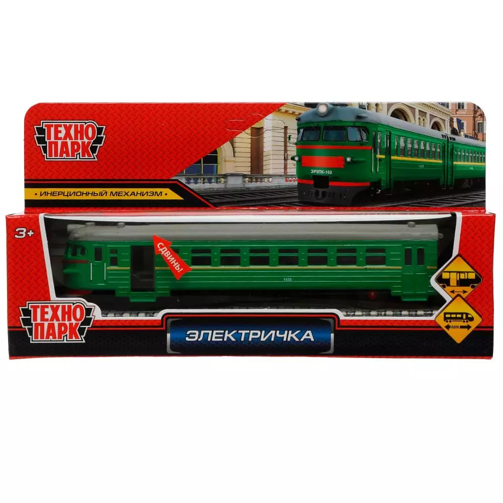 Электричка 19 см металл зеленый Технопарк COMTRAIN-19-GN