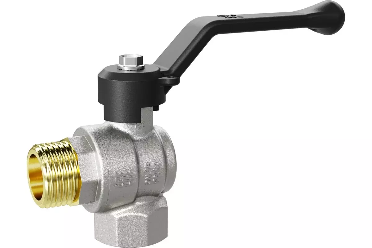 Кран шаровой угловой 1/2&quot; ВР/НР никель рычаг, Pride LD 47.203.15, стандартный проход