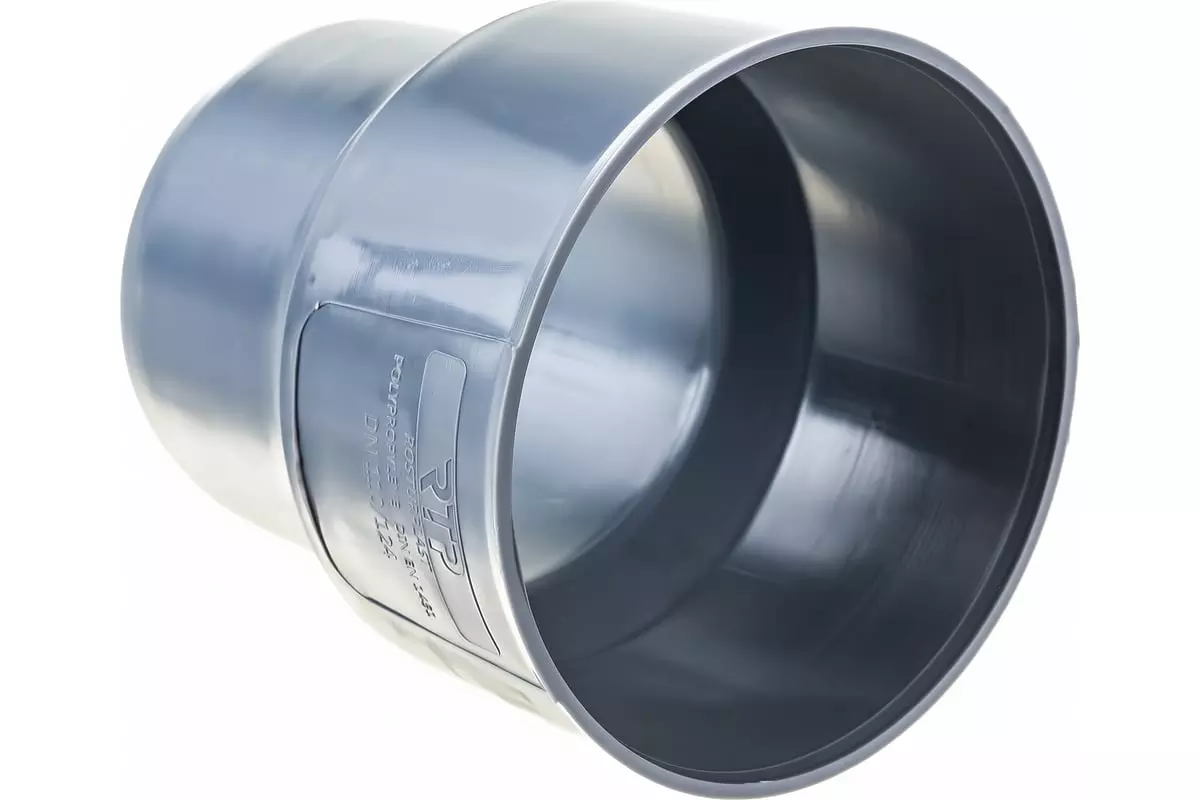 Переход канализационный с чугуна на пластик 124х110 мм. серый, RTP 36645