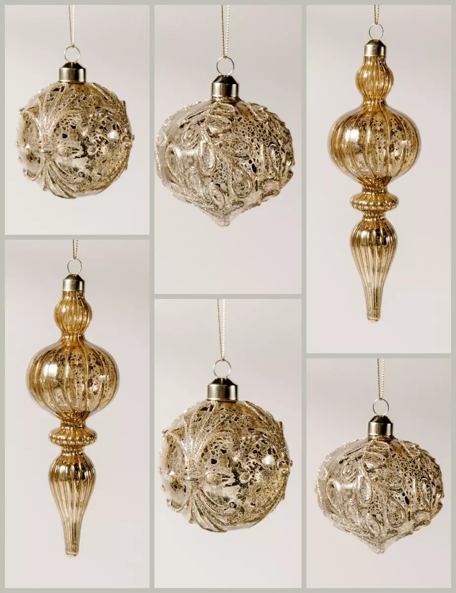 Елочные украшения стекло (6 шт) Волшебство на ветках VNV24/6-143