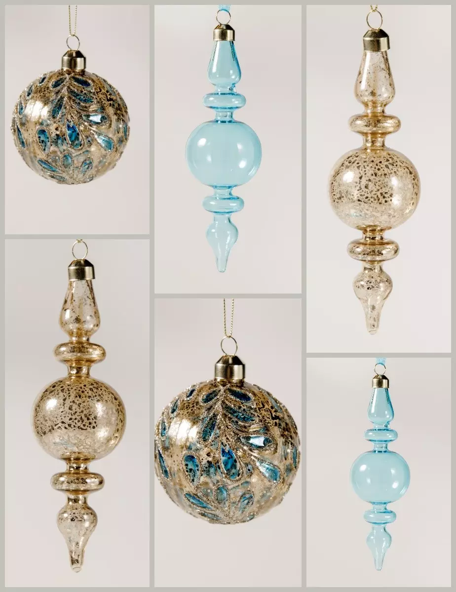 Елочные украшения стекло (6 шт) Волшебство на ветках VNV24/6-149