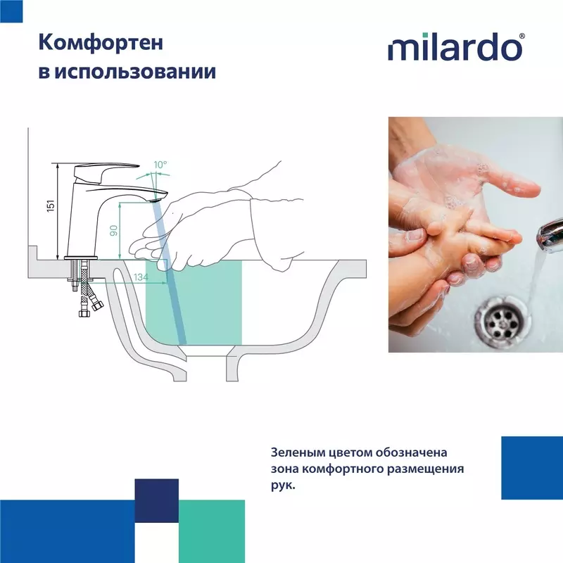 Смеситель для раковины, матовый графит Milardo Рора (Rora) RORGM00M01 латунь