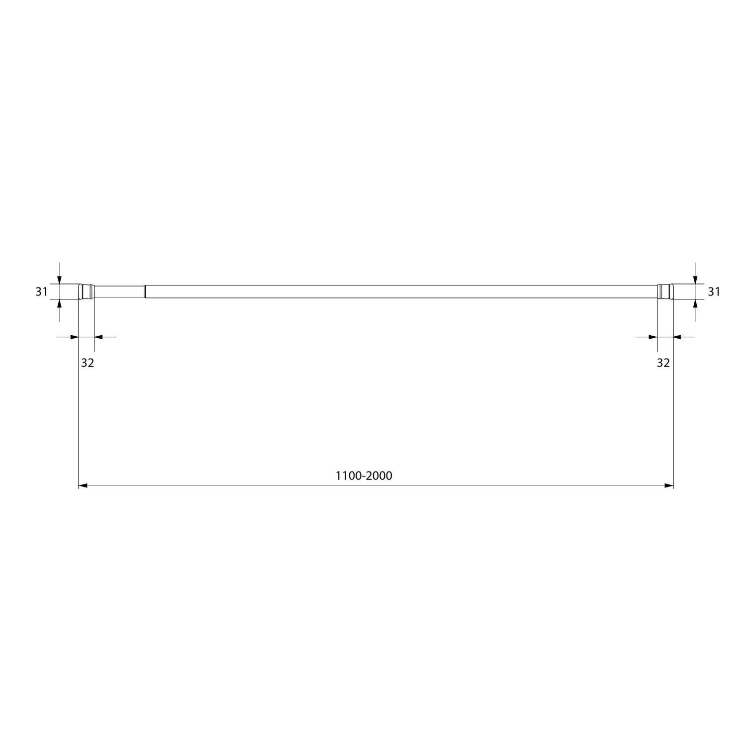 Карниз для ванной 110-200 см, белый, IDDIS SRW0120i14